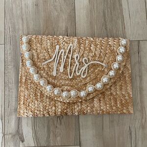 Woven Mrs. Clutch with Pearl Accents
